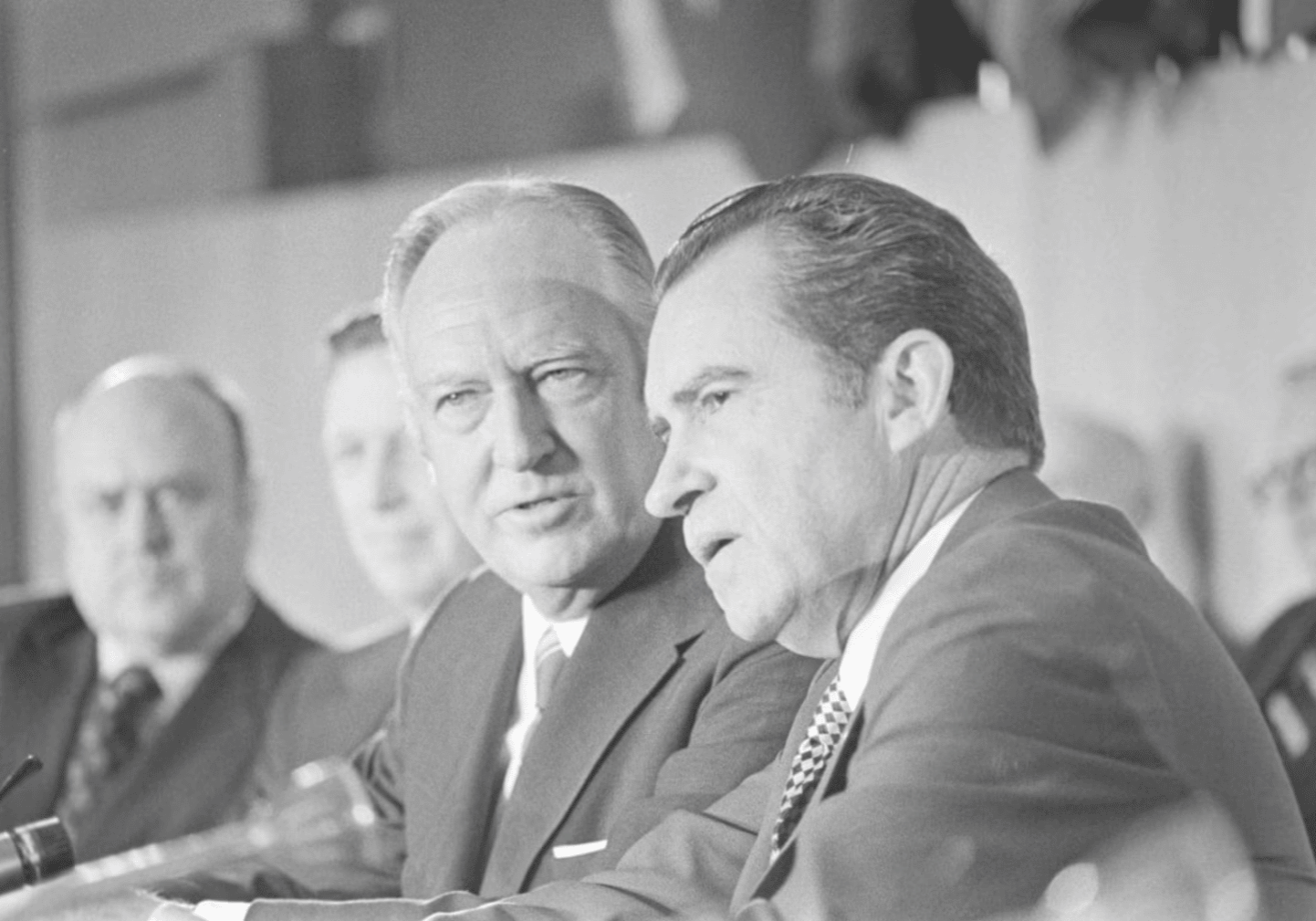 President Richard Nixon and Secretary of State William Rogers at the signing of the BWC. (Richard Nixon Presidential Library and Museum, National Archives and Records Administration)